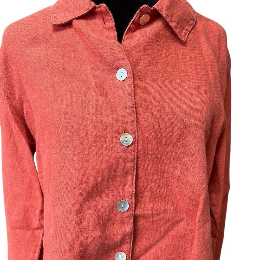 Chico’s women's size 1 (S 8-10) linen button down top, long sleeves